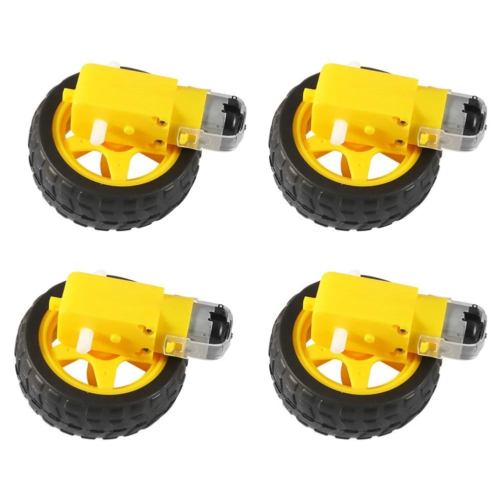 4PCS DC motore elettrico + plastica TT Motor Tire Wheel Dual Shaft Gear Motor TT Gearbox Engine per Arduino Smart Car