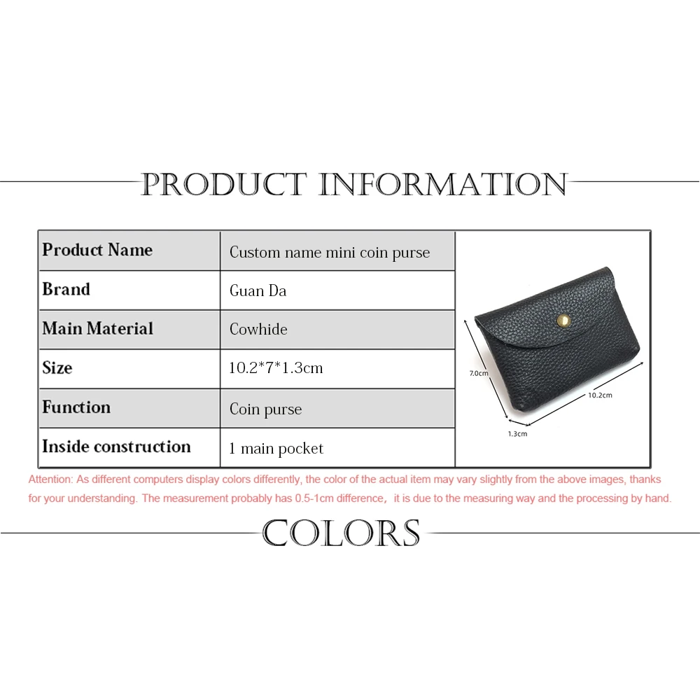 Echtes Leder Benutzerdefinierte Name Mini Geldbörse Frau Männer Kopfhörer Lippenstift Schlüssel Lagerung Kosmetik Tasche Luxus Mode Tragbare Brieftasche – Detail 2