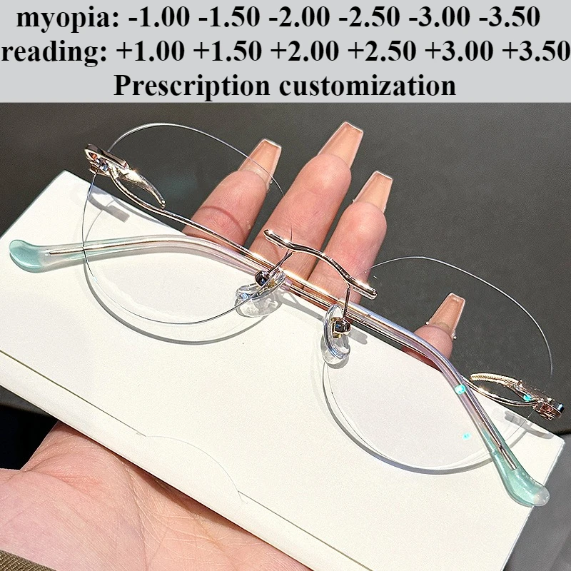 

54 мм сверхлегкая оправа для очков без оправы, оправа для очков для близорукости на заказ, очки для чтения с защитой от синего света по рецепту