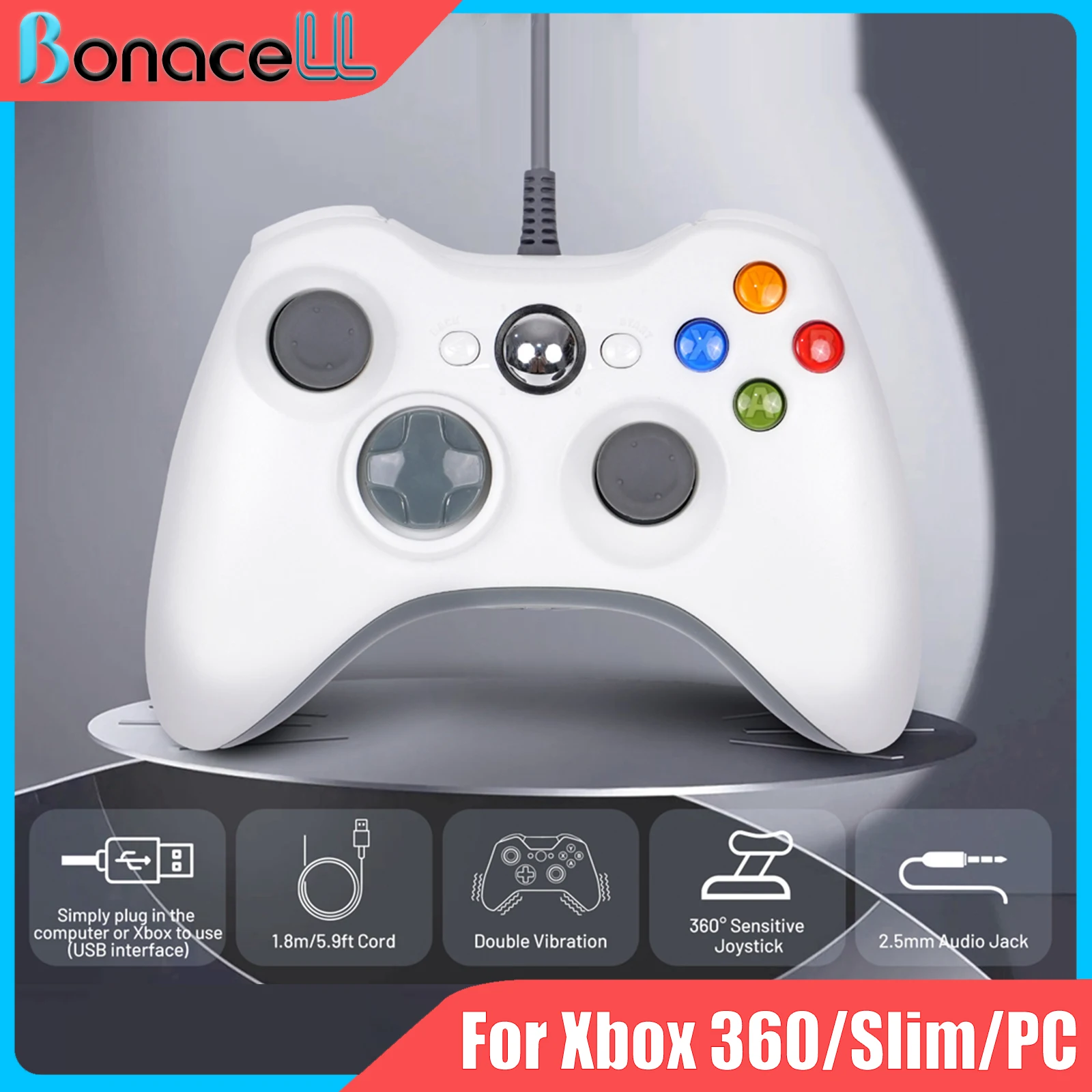 

Wired Controller For Xbox 360/Slim/PC Console 2.4G Wireless Gamepads Gaming Joystick 6-axis Dual Vibration Video Game Handle