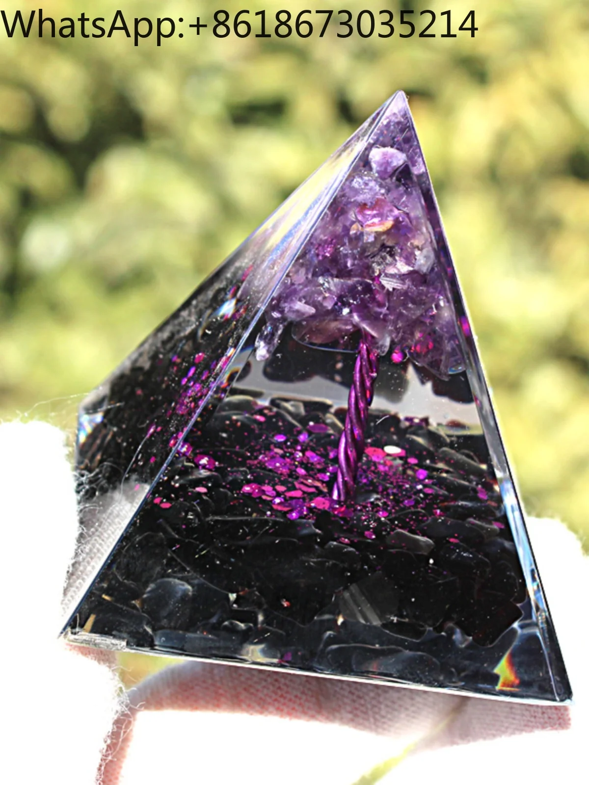 Explosions amethyst tree Obsidian gravel pyramid home resin dripping handicrafts desktop ornaments