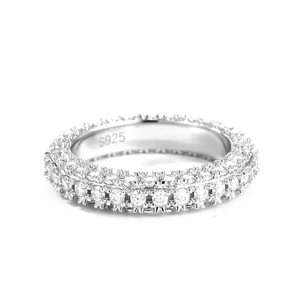 KNOBSPIN-Anéis Moissanite para Homens e Mulheres, Banda Eterna, Diamante de Laboratório, S925 Banhado a Prata, Anel de Ouro 18K, D VVS1, Anel De Casamento