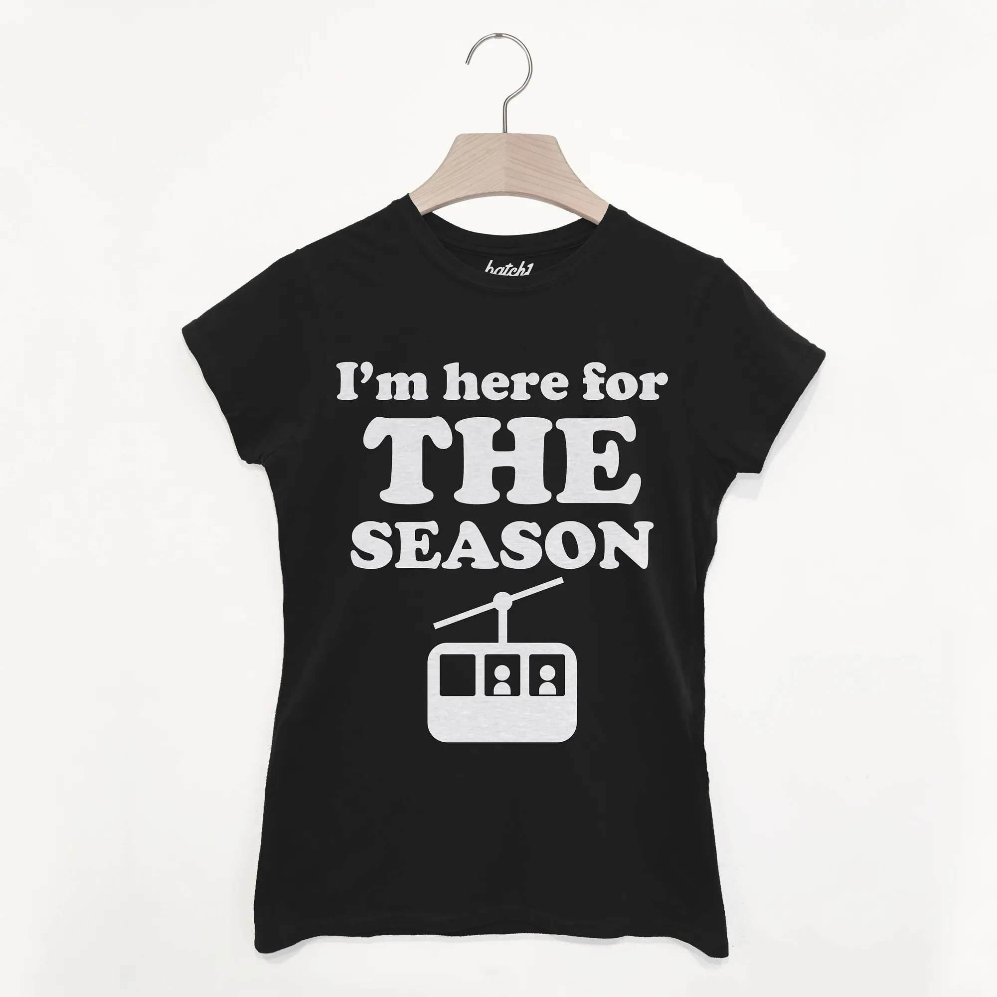 Here for the Season Women’s Retro Après Ski Snowboard Slogan T-Shirt