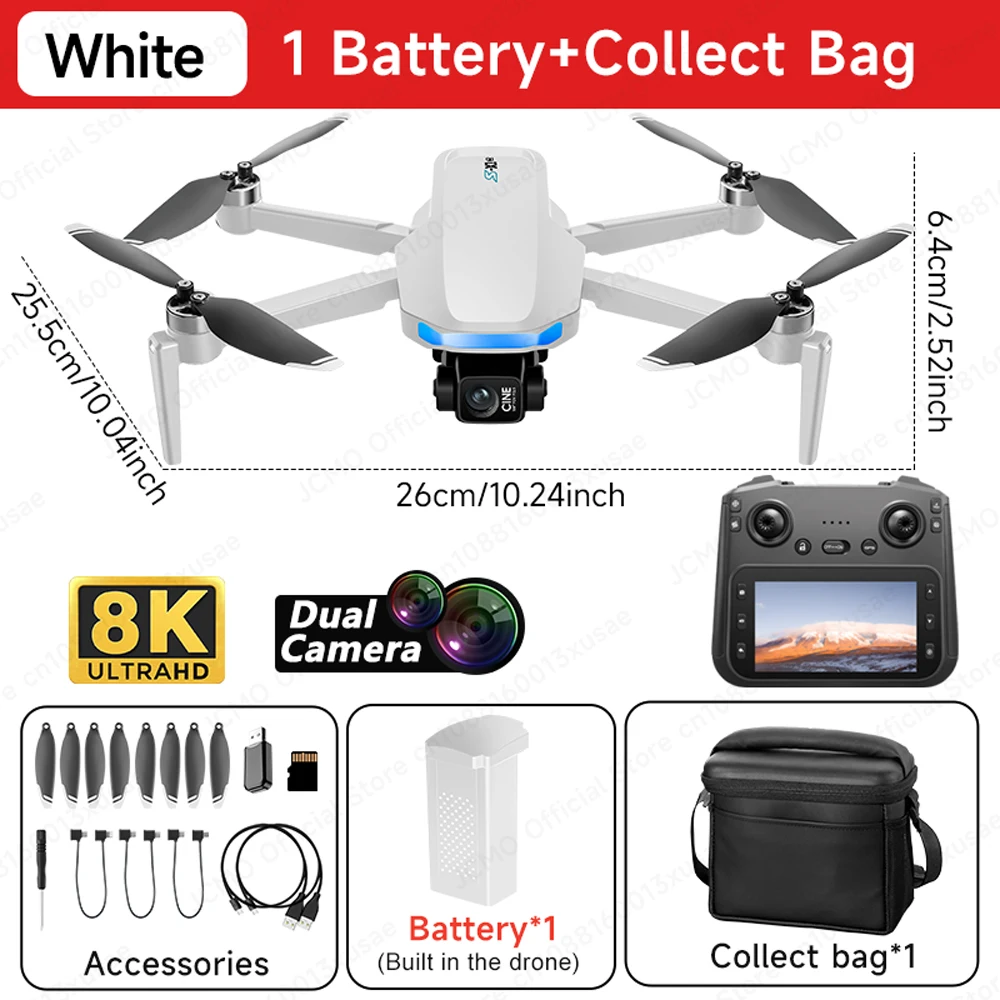 JCMO S-X1 3-assige Gimbal Camera Drone 8K 50fps Professionele Dual Camera GPS Borstelloze Motor Opvouwbare 5G Wifi Afstandsbediening Quadcopter