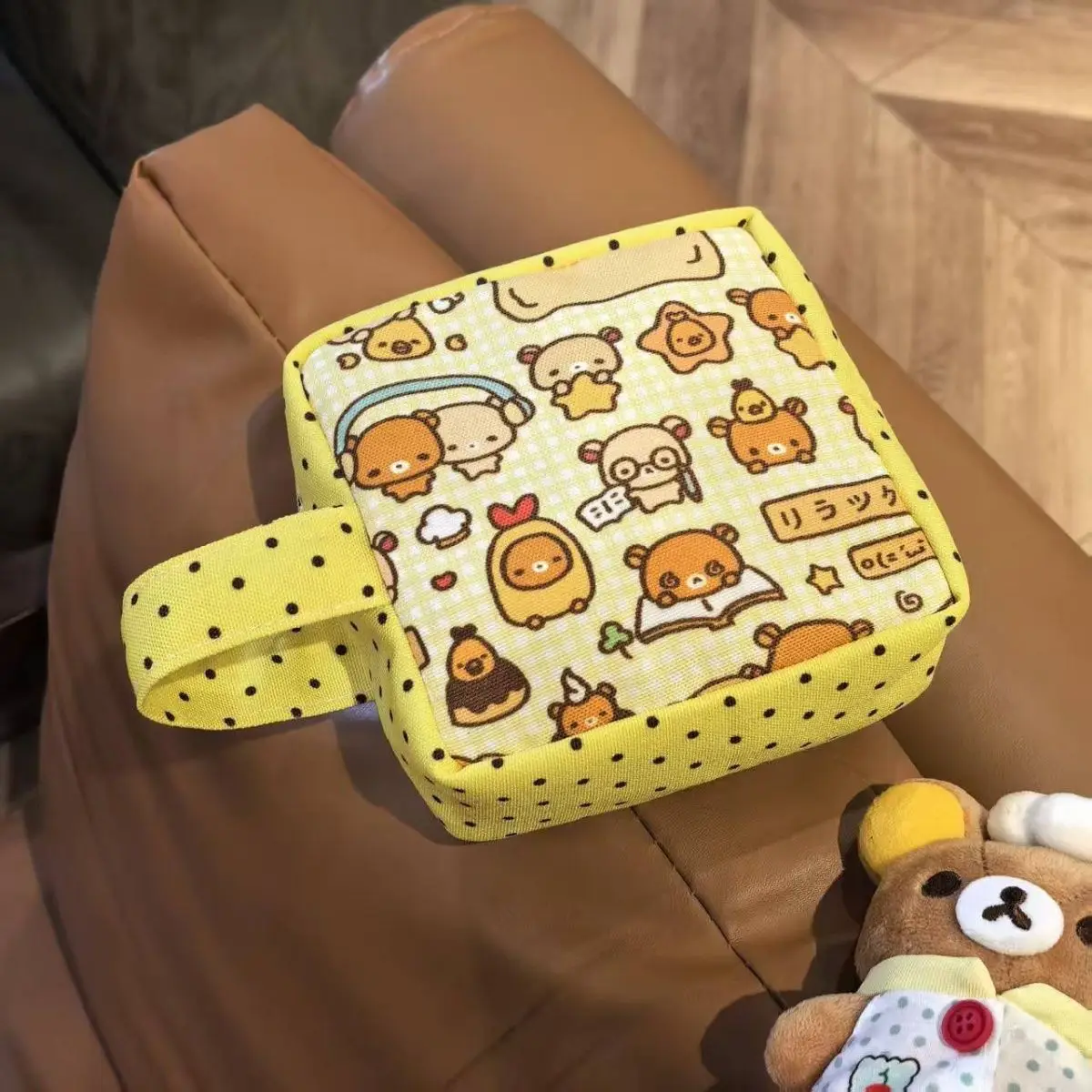 2026 New Cartoon Rilak-kuma Korilak-kuma Tote Bag Portable Large Capacity Makeup Bag Commute Travel Storage Bag Organizer