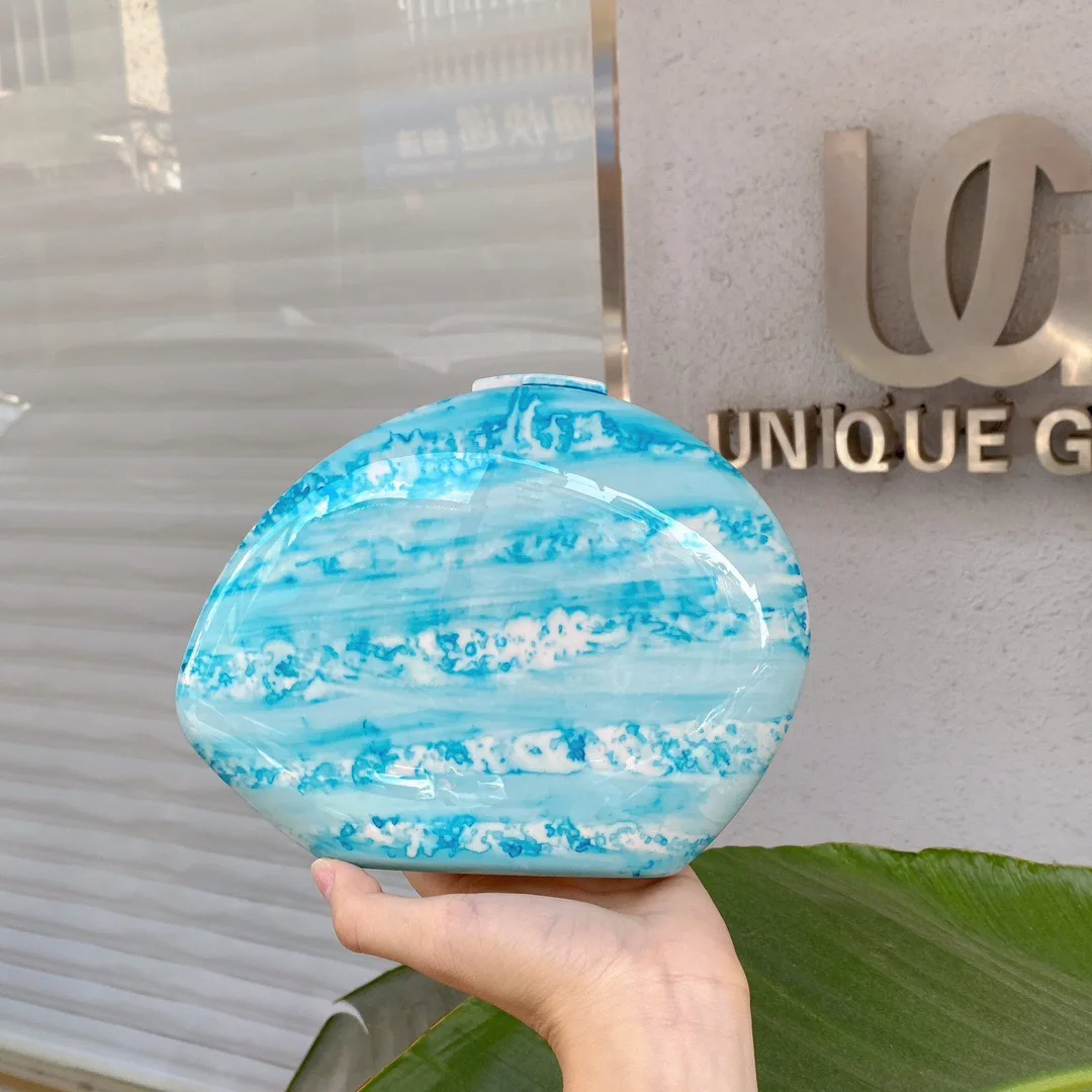 

Нишевый дизайн, гусиное яйцо, мраморный узор, нестандартная глянцевая простая постепенная смена, индивидуальная сумка для ужина, ручная сумка-мессенджер