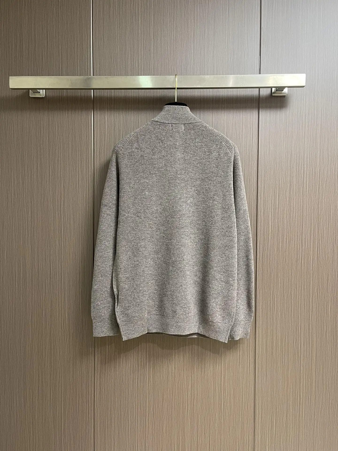 Men's new fall-winter 2025 season ribbed cotton long-sleeve top with zipper design, sizes M-3XL