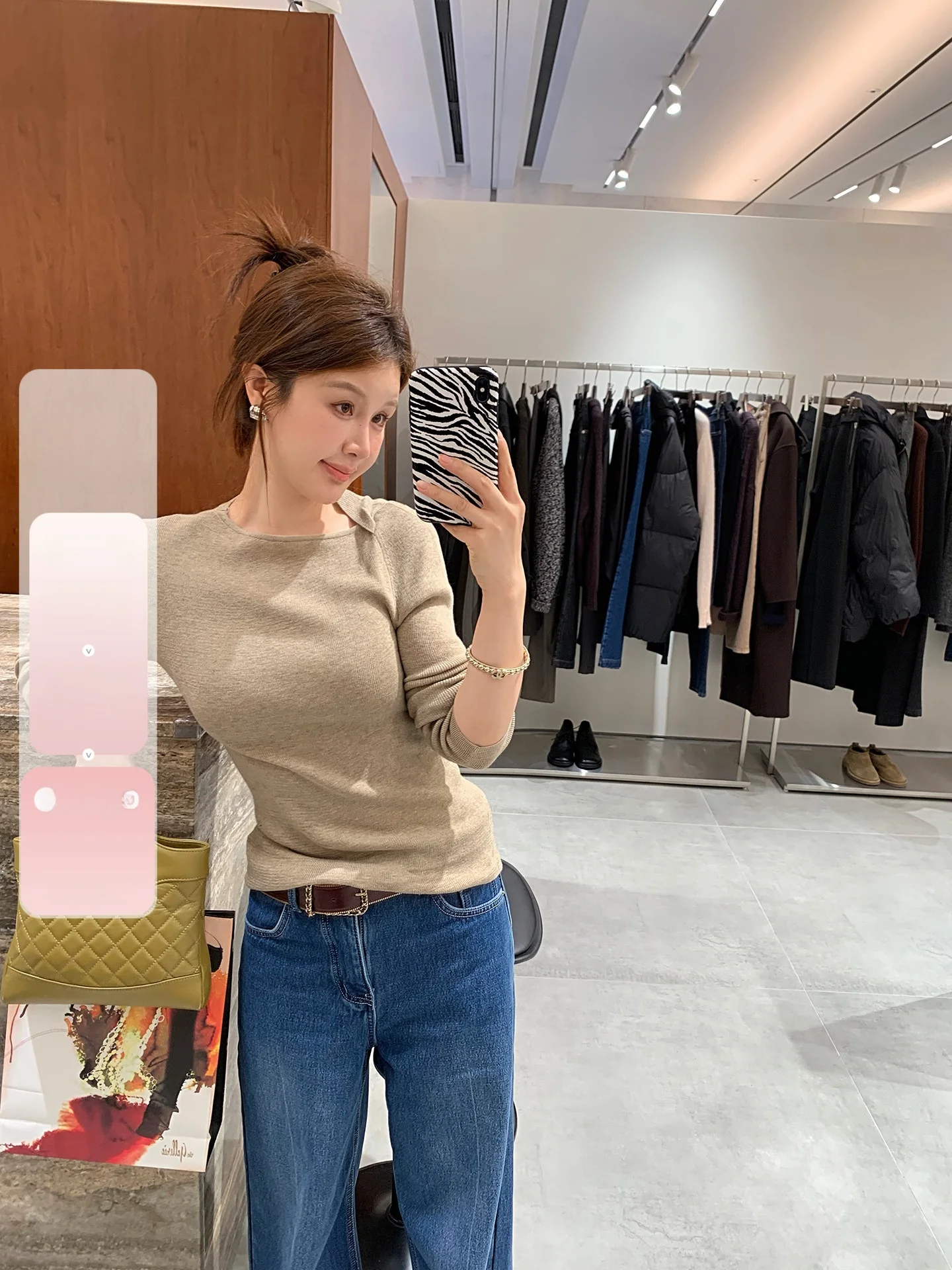 

IUIU a Jing Home 00% Wool Long Sve Knitted Sweater Women's Slim Fit Casual Sle round Ne Design Casual Faion