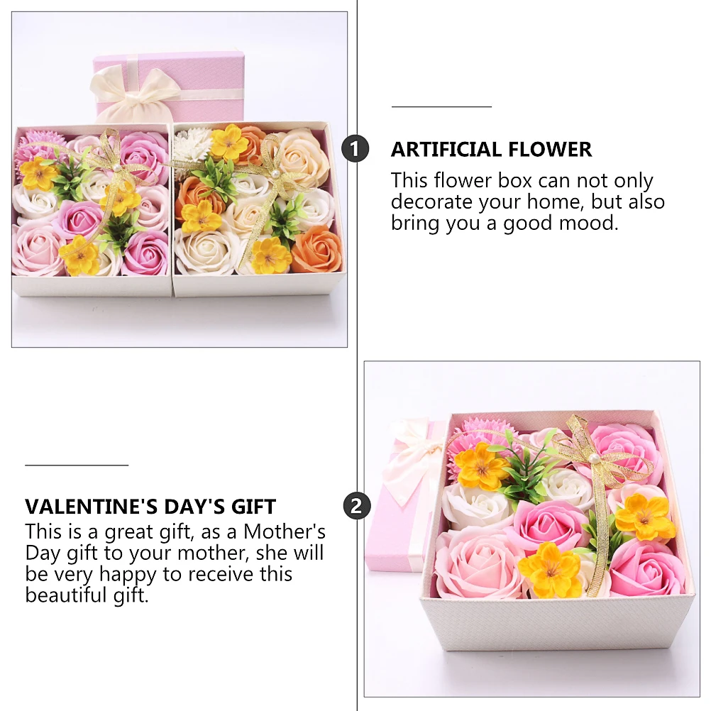 

Floral Soap Gift Box Yellow Rose Decoration Synthetic Material Home Party Birthday Holiday Valentine Artificial Flower