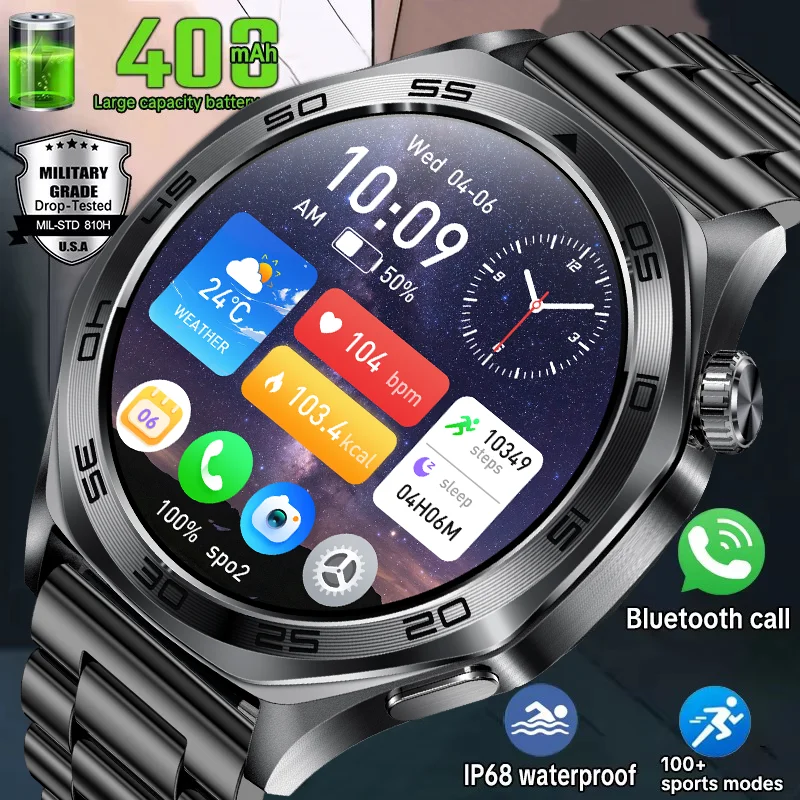 

Новые умные часы 2026 года с IPS-дисплеем 1,46 дюйма и водонепроницаемостью IPX8. Аккумулятор емкостью 400 мАч с более чем 100 режимами активности.