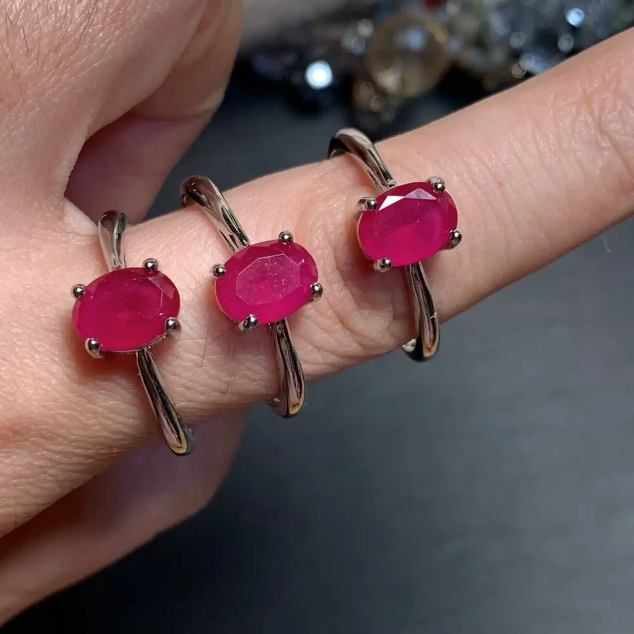Women's Vintage Natural Ruby Adjustable Ring, High Quality