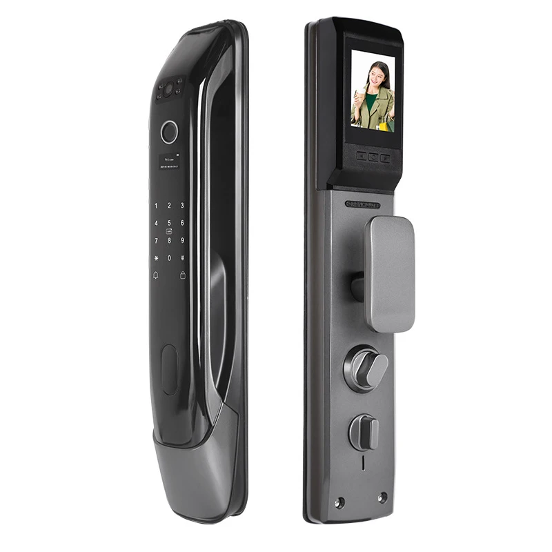 Smart Door Lock 3D Face Fingerprint Card Swiping Mechanical Key Cat Eye Waterproof App Unlocking