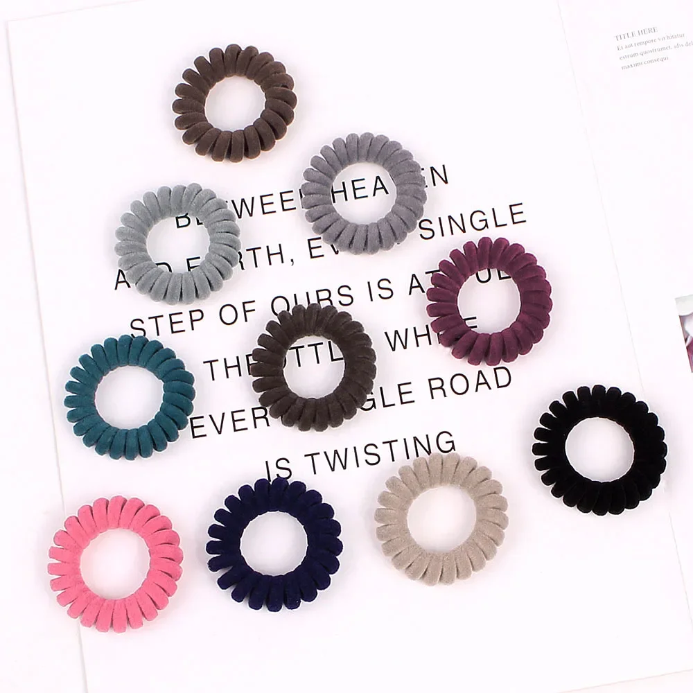 

Spiral Flocking Hair Ties High Elasticity Coil Hair Bands Gentle Non-Slip Hair Rings for Women Girls Daily Use Hair Accessories