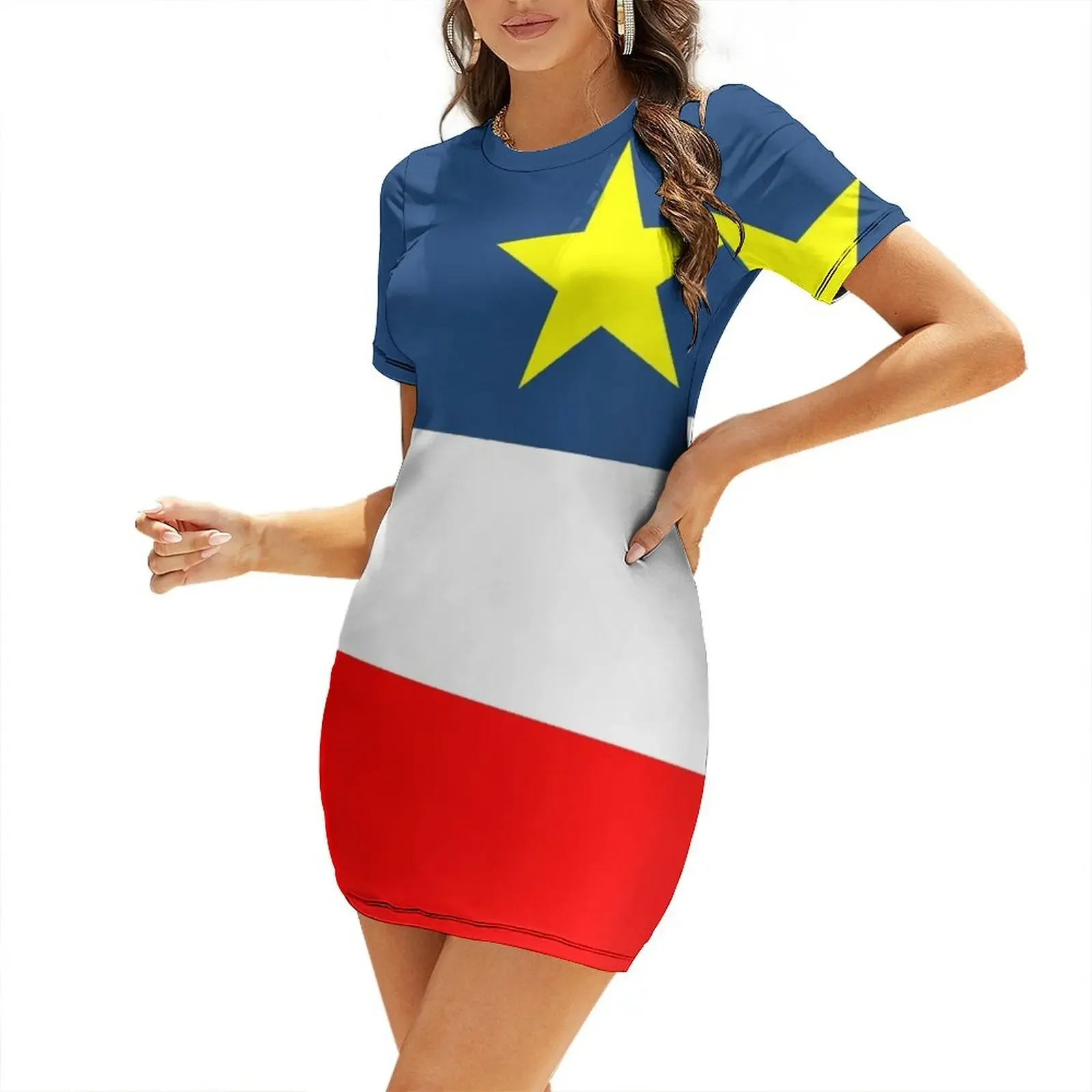 Флаг Акадии - Drapeau acadien. Платье с короткими рукавами, сексуальное платье для женщин, летнее женское платье.