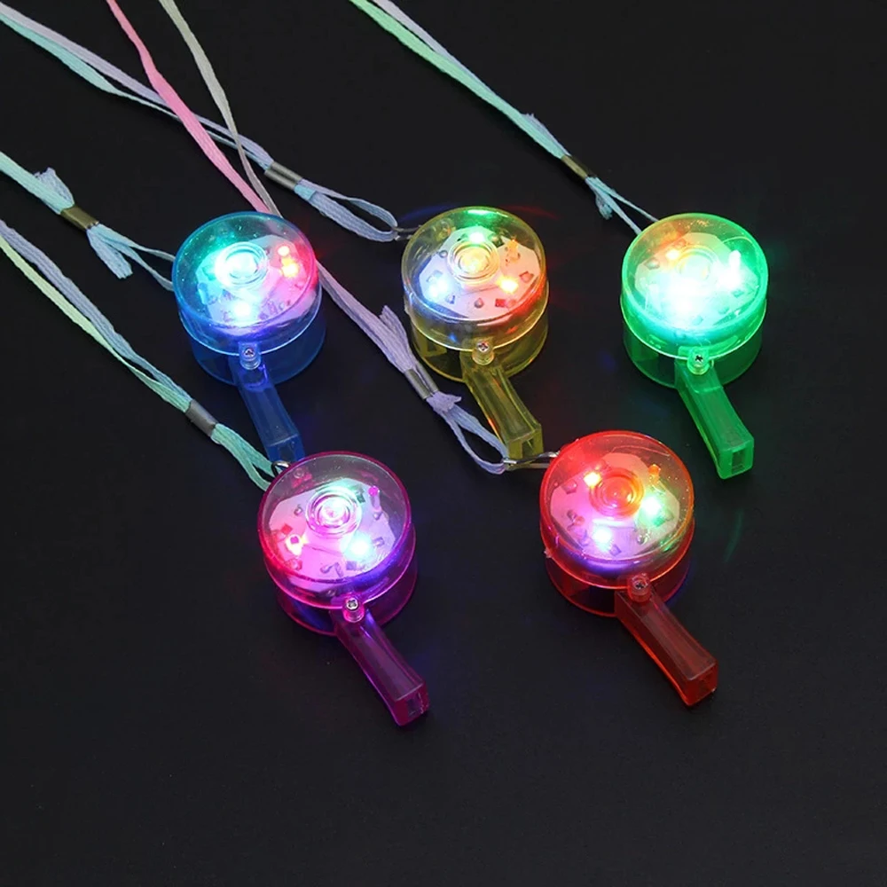 Lanyard Kids Children Colorful Flashing LED Whistle Glowing Colorful Pendant Whistle LED Light Up Whistle LED Flashing Whistle