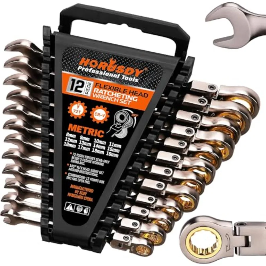

Wrench Set with Organizer 819 mm Ratchet Combination Wrenches Set 72Teeth Chrome Vanadium Steel