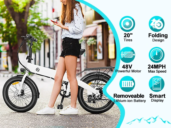 500Wmotor48V7.8AH lithium battery Snow Electric Bike 20*3.0 fat tire urban commuter E-Bicycle Mountain Snow Cross-Country E-Bike