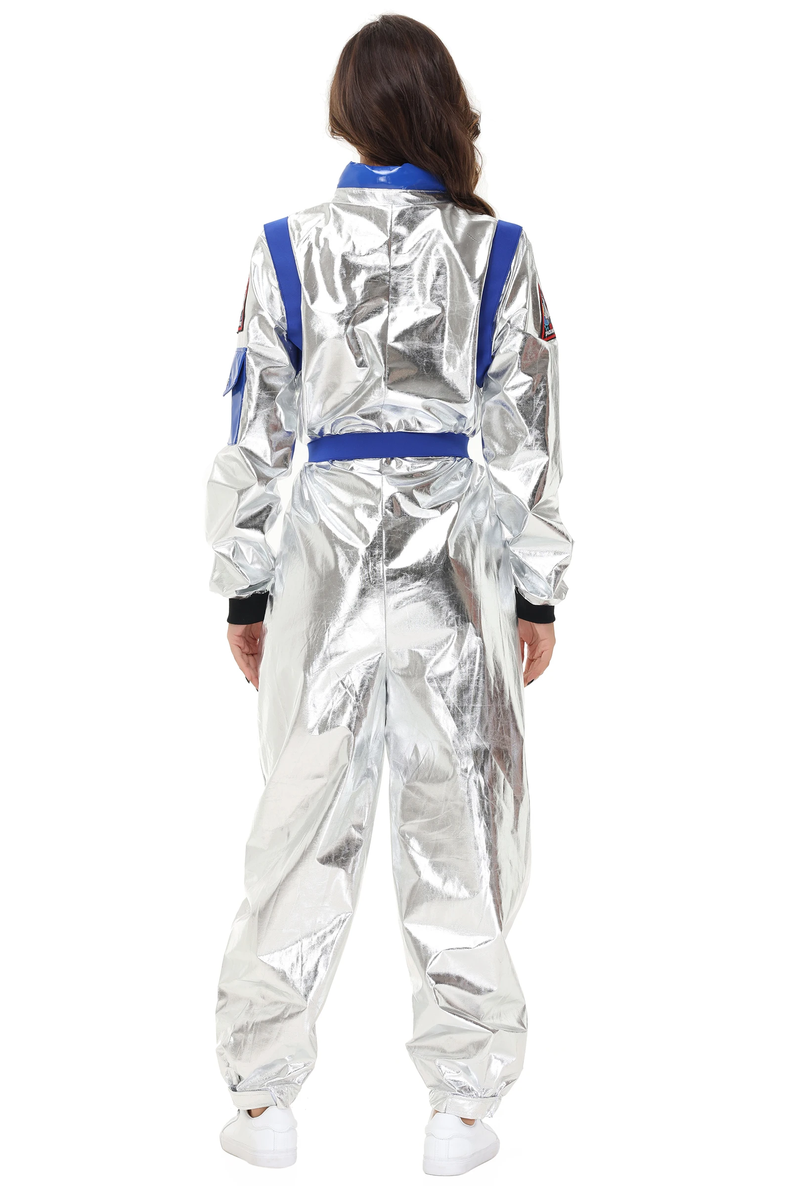 Traje de astronauta para adultos e crianças, meninos e meninas, traje espacial, fantasias de casal, dramatização, macacão com zíper carnaval, fofo