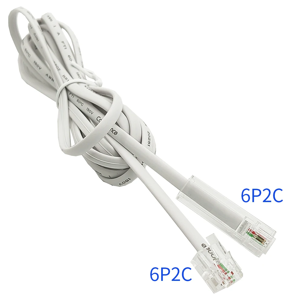 

1M/2M/3M 6P2C To 6P2C Адаптер с длинным корпусом Кабель для передачи данных RJ9 RJ11 Телефонный шнур для передачи данных между мужчинами Удлинительный телефонный кабель для передачи данных