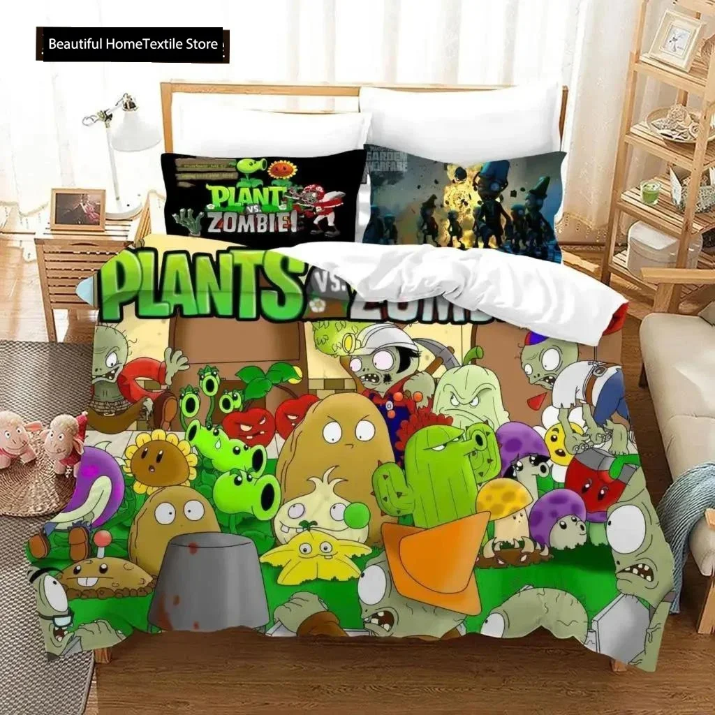 Afbeelding 3: Plants Vs Beddengoed Sets Zombie Comfortabel Dekbedovertrek Kussensloop Beddengoed Set Kinderen Slaapkamer Decoratie Thuis Textiel