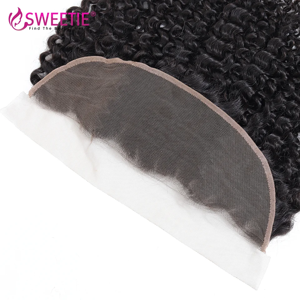 13x4 Kinky Curly Frontal Swiss 18 20 22inch Frontal Natural Color Remy Hair Extensions Brazilian Transparent Lace Hair Closure