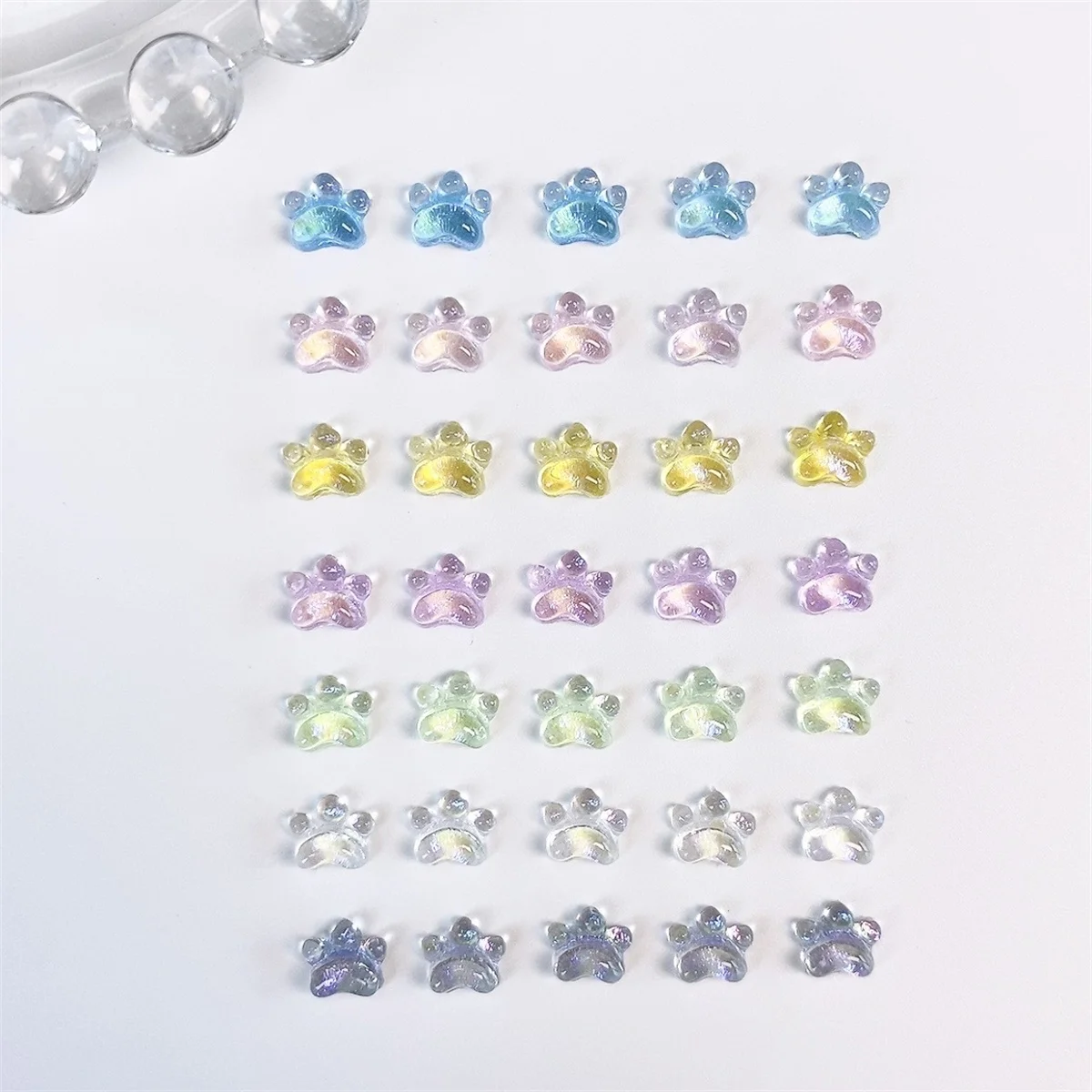 20pcs Japanese Kawaii Glitter Cat Claw Nail Art Charms Transparent Resin Nail Rhinestones Decorations DIY Manicure Accessories