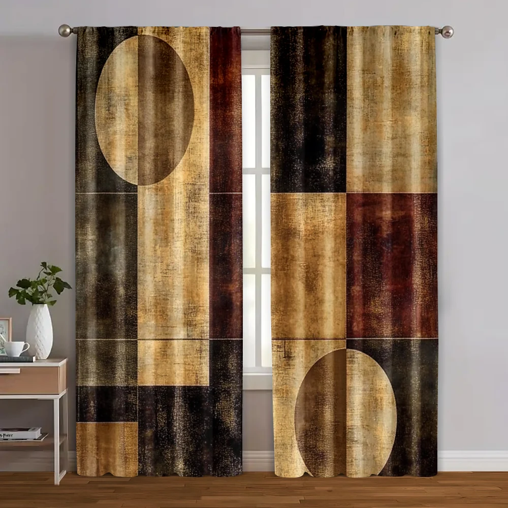 2pcs, Popular Curtains  print Contemporary Abstract Black and White Versatile Polyester Fabric (without rod) Stuff Clearance