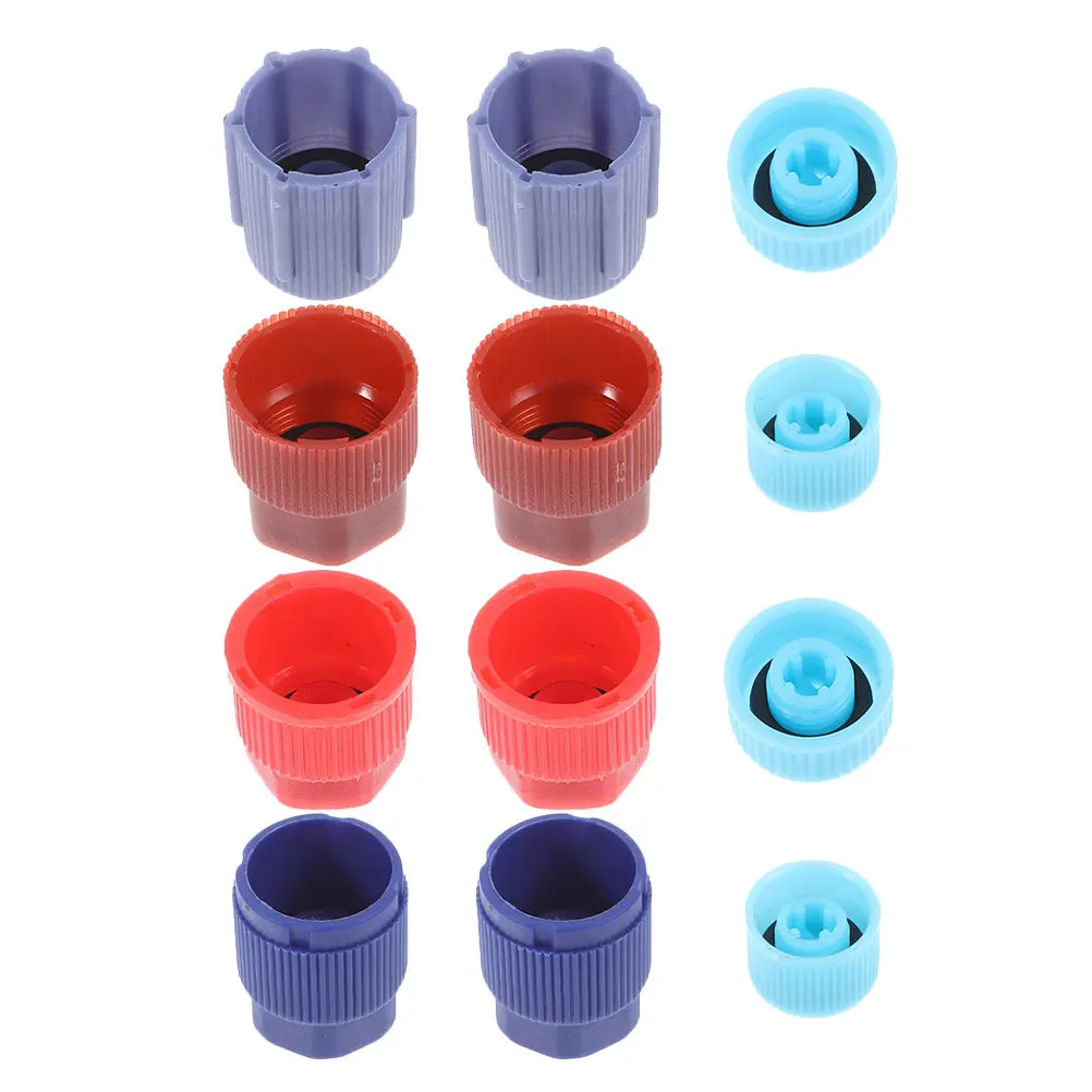 12Pcs Air Conditioning Valve Caps Charging Port Caps Leakproof Car Ac Service Maintenance Repair Air Conditioning Ring