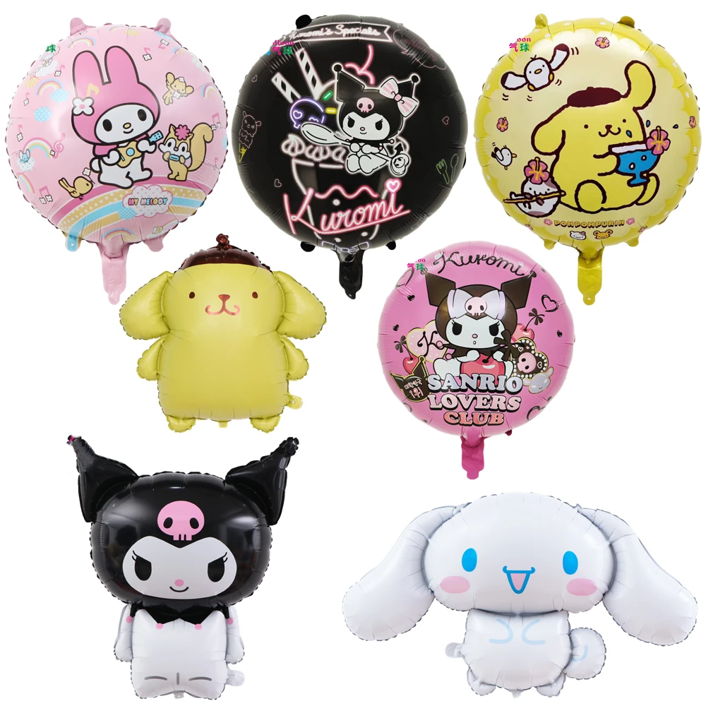 5Pcs Kawaii Sanrio Anime Peripherals My Melody Kuromi Cinnamoroll Party Festive Cartoon Theme Foil Balloons Birthday Gift