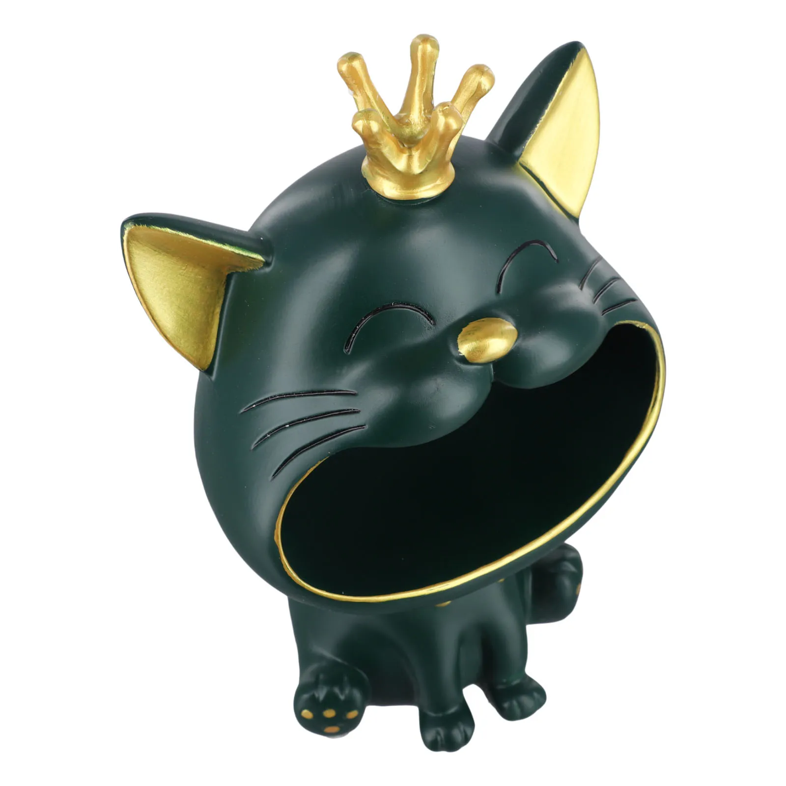 Lucky Cat Statue Decoration Resin Big Mouths Cat Statue Creative Laughing Cat Key Box Cute Desktop Storage Accessories