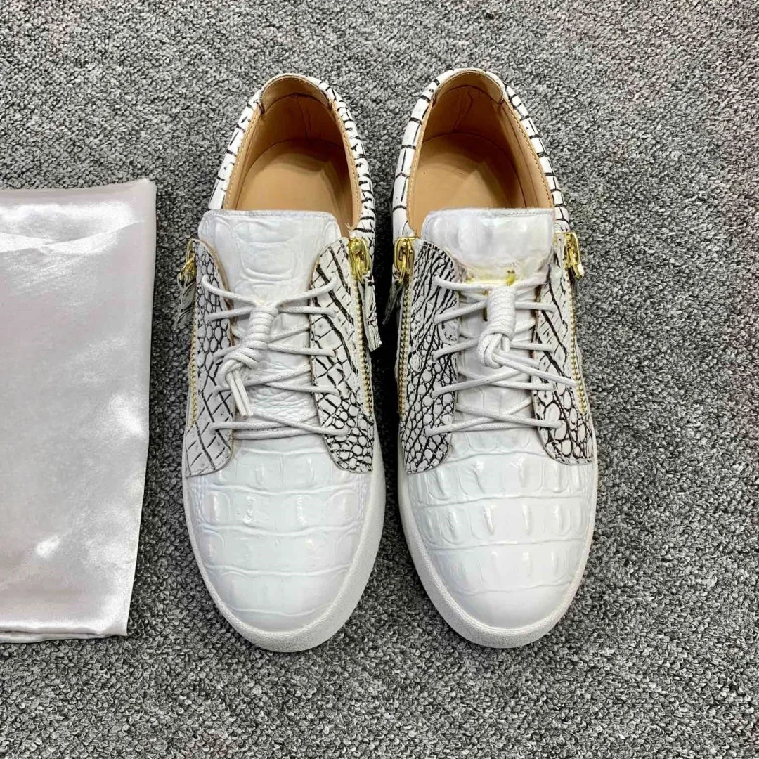 

Top Hight Quality Casual Sneakers For Men and Women Real Leather Brand Designer Unisex Tennis Shoes GZ Zipper Loafer Shoes G0352