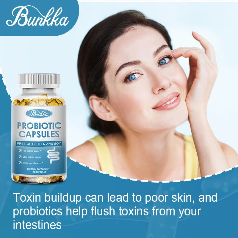 BUNKKA  Probiotics Capsules Magnesium Stearate Skin Radiance Beauty&Health Nutrition Diet Supplement Gut Immune Sleep Quality