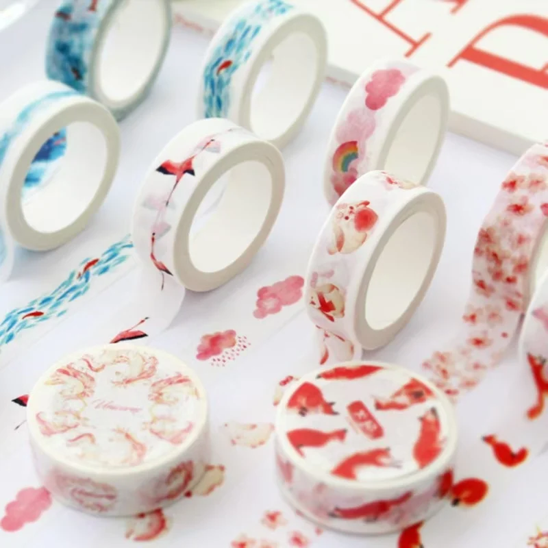 15mmx7m Mini Pattern Washi Tape Creative Collage DIY Magazine Scrapbook Tape Student Stationery Tape Stickers