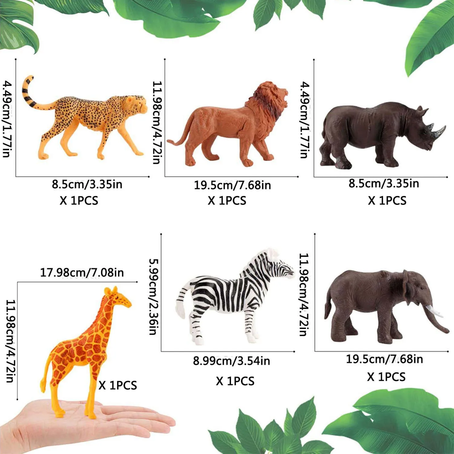 Jungle Animal Cake Decoration Topper with Zebra  Lion Giraffe rhinocero Cheetah Cake Topper for Wild Zoo Birthday Party Supplies