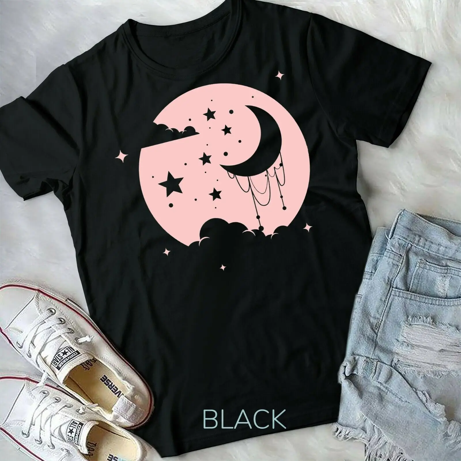 Kawaii Cute Pastel Goth Moon Unisex Form T-shirt Youth T-shirt