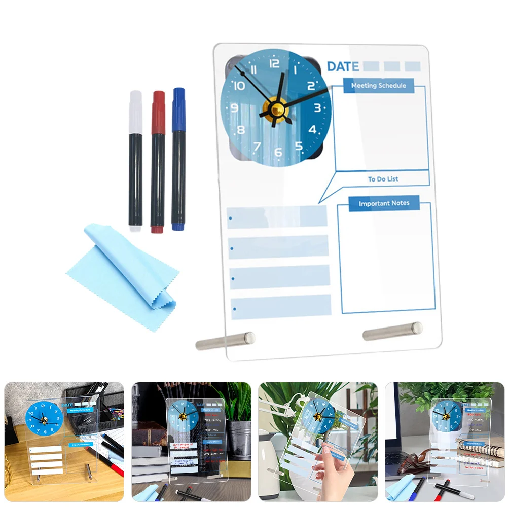 

1Set Acrylic Desktop Memo Board Standing Dry Erase Board Multi-Function Message Planning Whiteboard Clear Surface