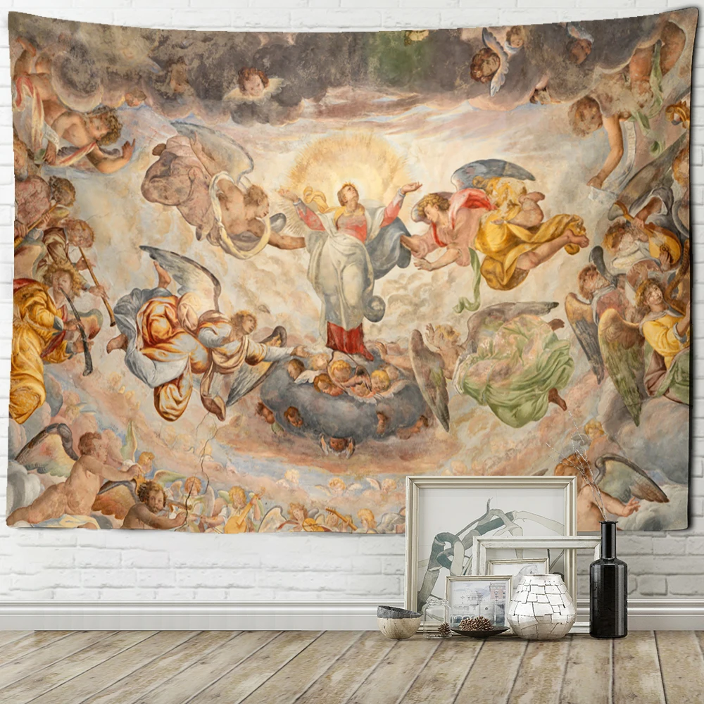 Vintage Angel Tapestry Wall Hanging Boho Tapiz Christian Psychedelic Witchcraft Mystery Classic Art Bedroom Home Decor
