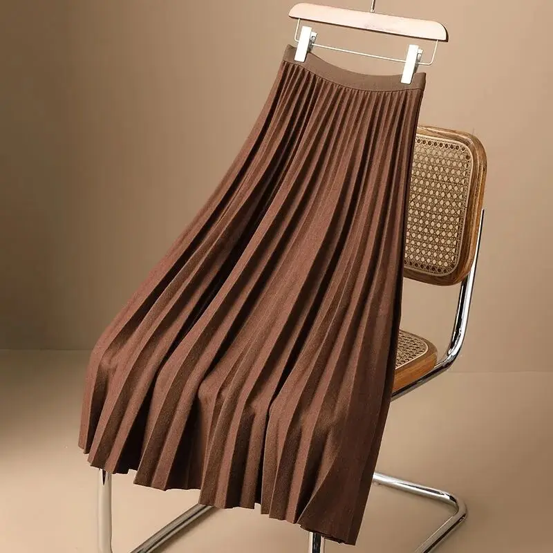High-waisted Tweed Draped Half-body Skirt Female Fall and Winter New Korean Fashion Temperament Leisure Thickened Pleated S