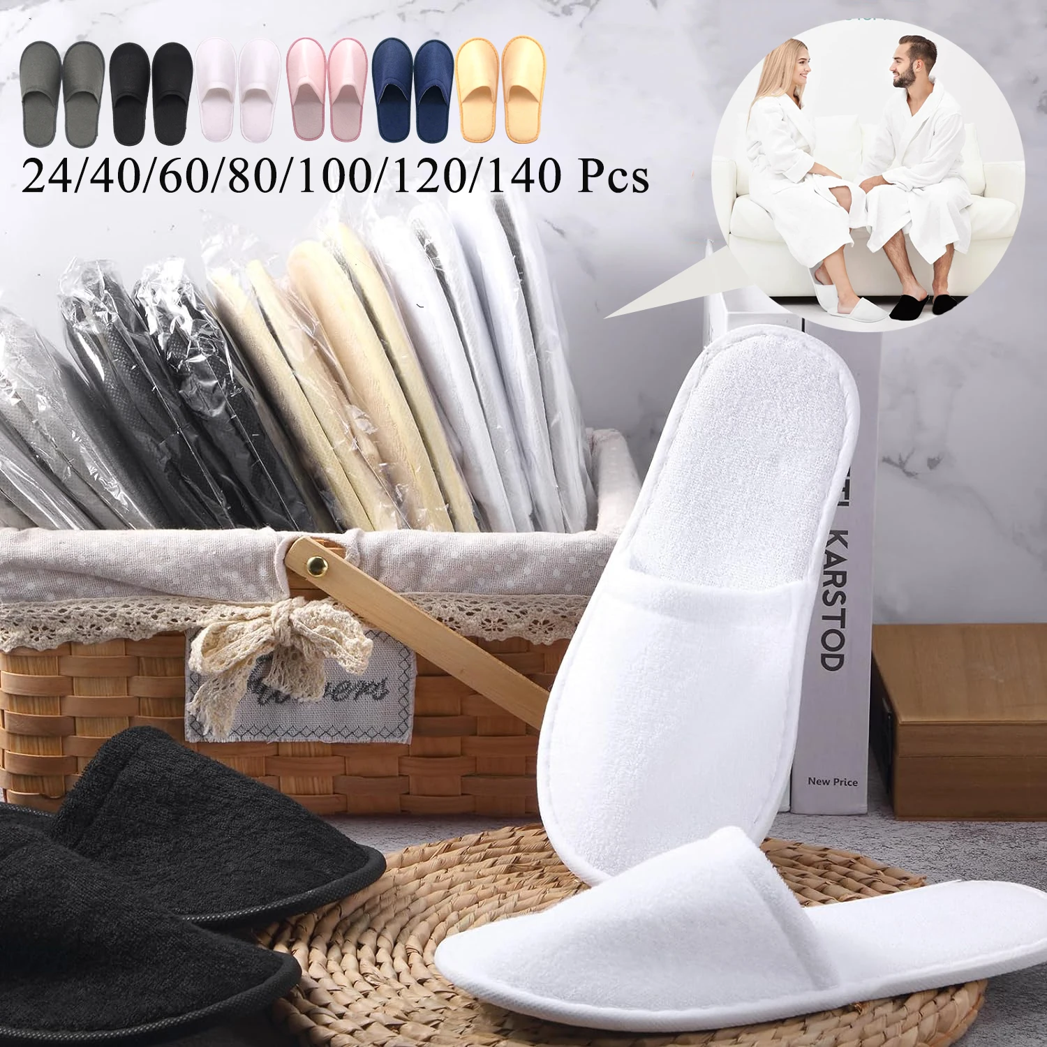 40-160 Pairs of Wedding Disposable Slippers for Guests Spa House Hotel Slippers for Women and Men Wedding Party Favors