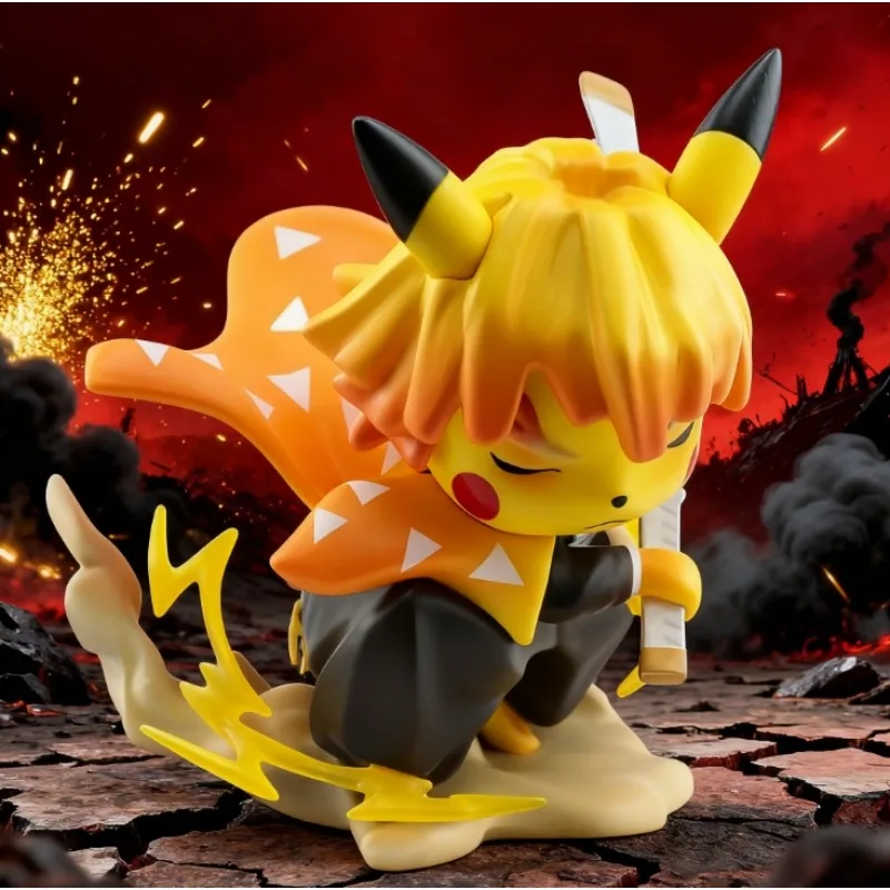 Pokemon anime Pikachu Cross-dressing Zenitsu Collectable Vinyl Figure Gift Idea PVC Action Doll Model Figure for Collectors