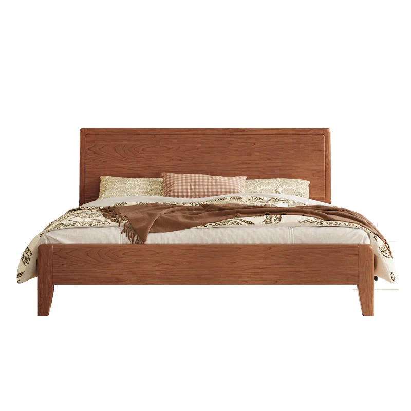 solid wood bed factory wholesale price hotel apartment bedroom furniture storage set king size solid wood double bed