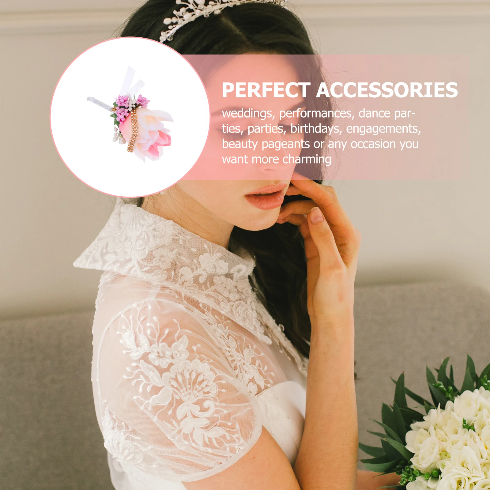 

4 Pcs Simulated Bridal Corsage Wedding Party Favor Artificial Flowers Roses Bride Decorations Pink Fake for