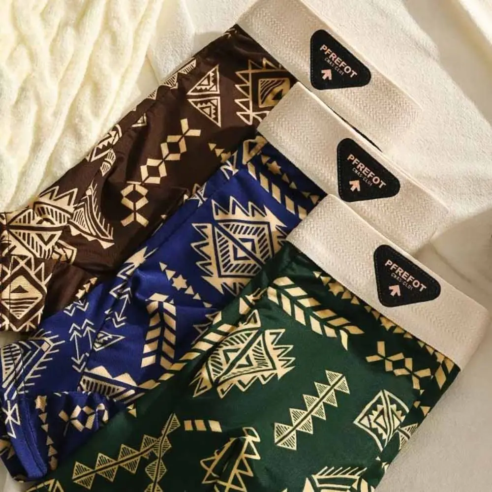 

3Pcs Breathable Plus Size Men's Boxer Briefs Mid Waist Elastic Underwear for Man Seamless Lingerie Shorts Underpants Gifts