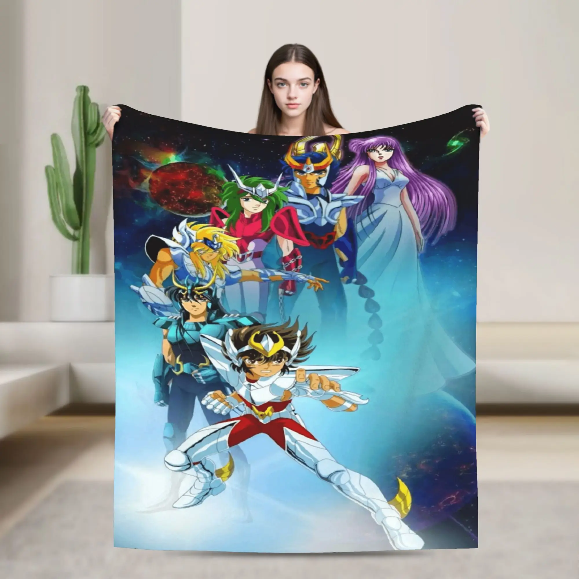 The Knights Soft Comfy Blanket Saint Seiya Aesthetic Picnic Throw Blanket Couch Chair Flannel Bedspread Sofa Bed Cover