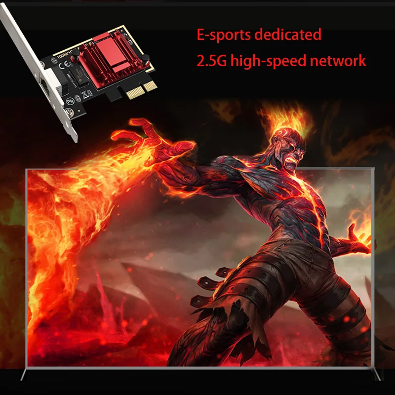 게임 PCIE 카드, 2.5Gbps 기가비트 PCI-E 네트워크 카드, 이더넷 RJ-45 LAN 어댑터, 데스크탑 PC 컴퓨터 액세서리, 게임 적응형