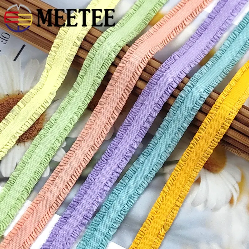 22/45Yards 13mm Double Ruffle Elastic Band Pleated Stretch Ribbon Underwear Bra Strap Clothes Baby Hairband Sewing Accessories