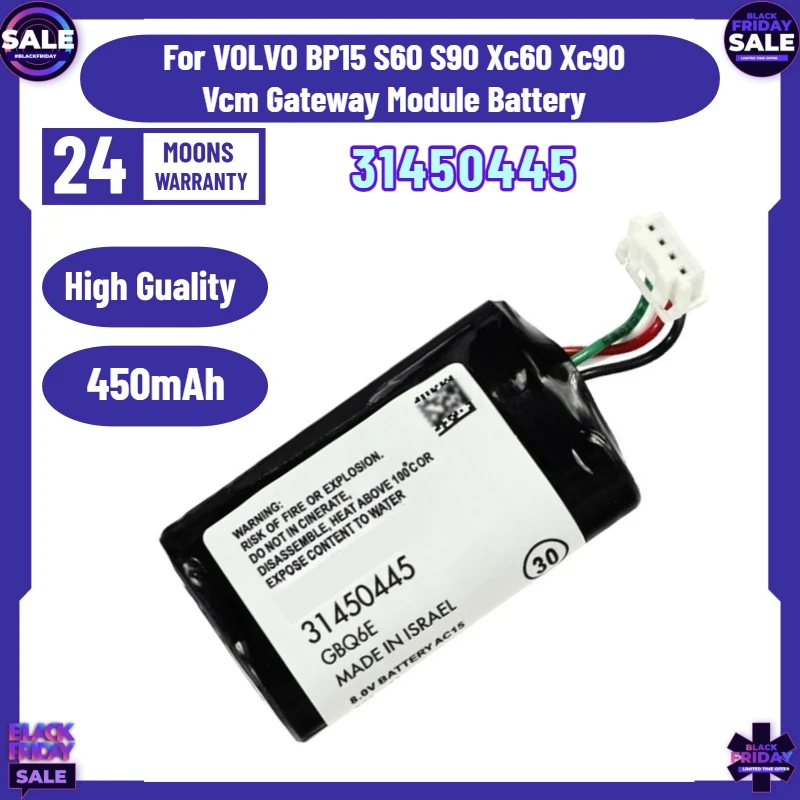 

High-Quality 31450445 450mAh 7.2V Battery for VOLVO BP15 S60 S90 Xc60 Xc90 Vcm Gateway Module Battery