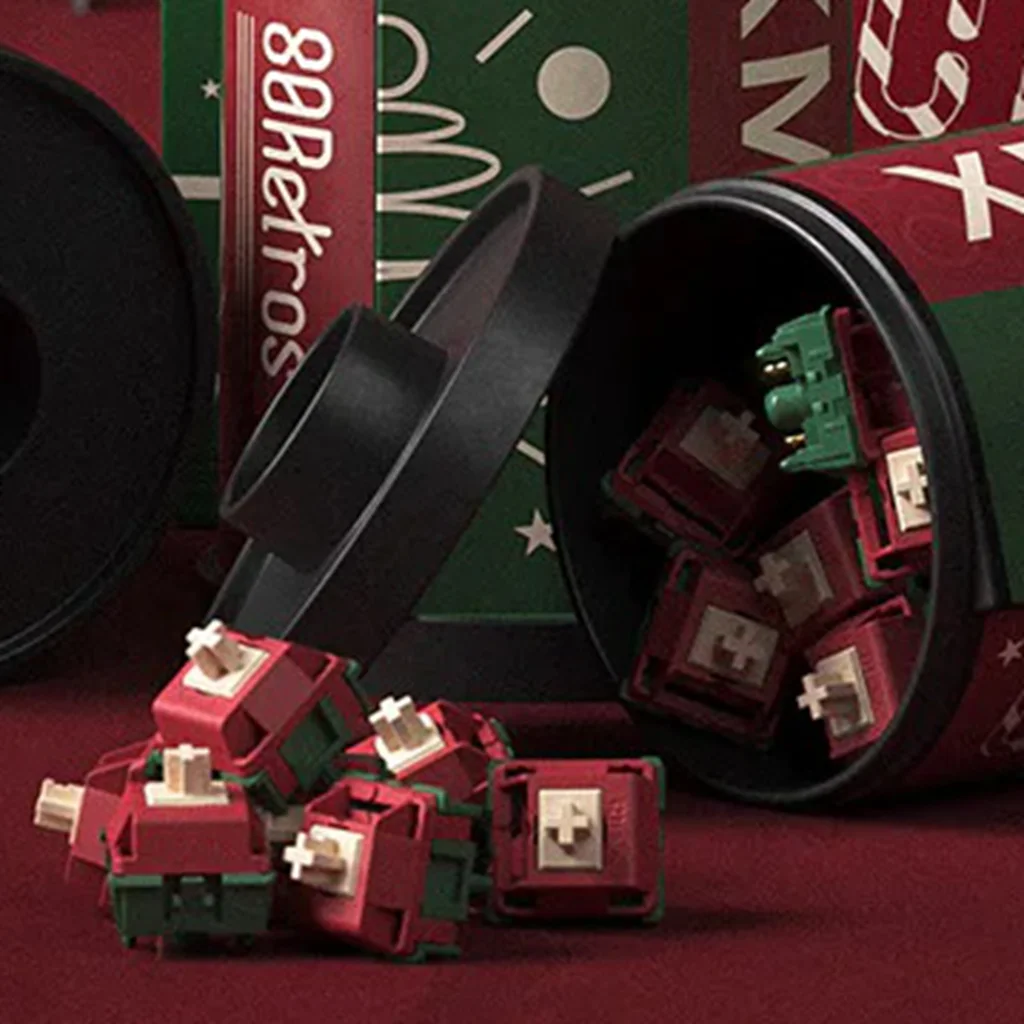 

Механические переключатели 80Retros x HMX XMAS Linear Switch MHX P3 PA66 T2 Deep Voice для кастомных клавиатур, игровые, для ПК, заводская смазка