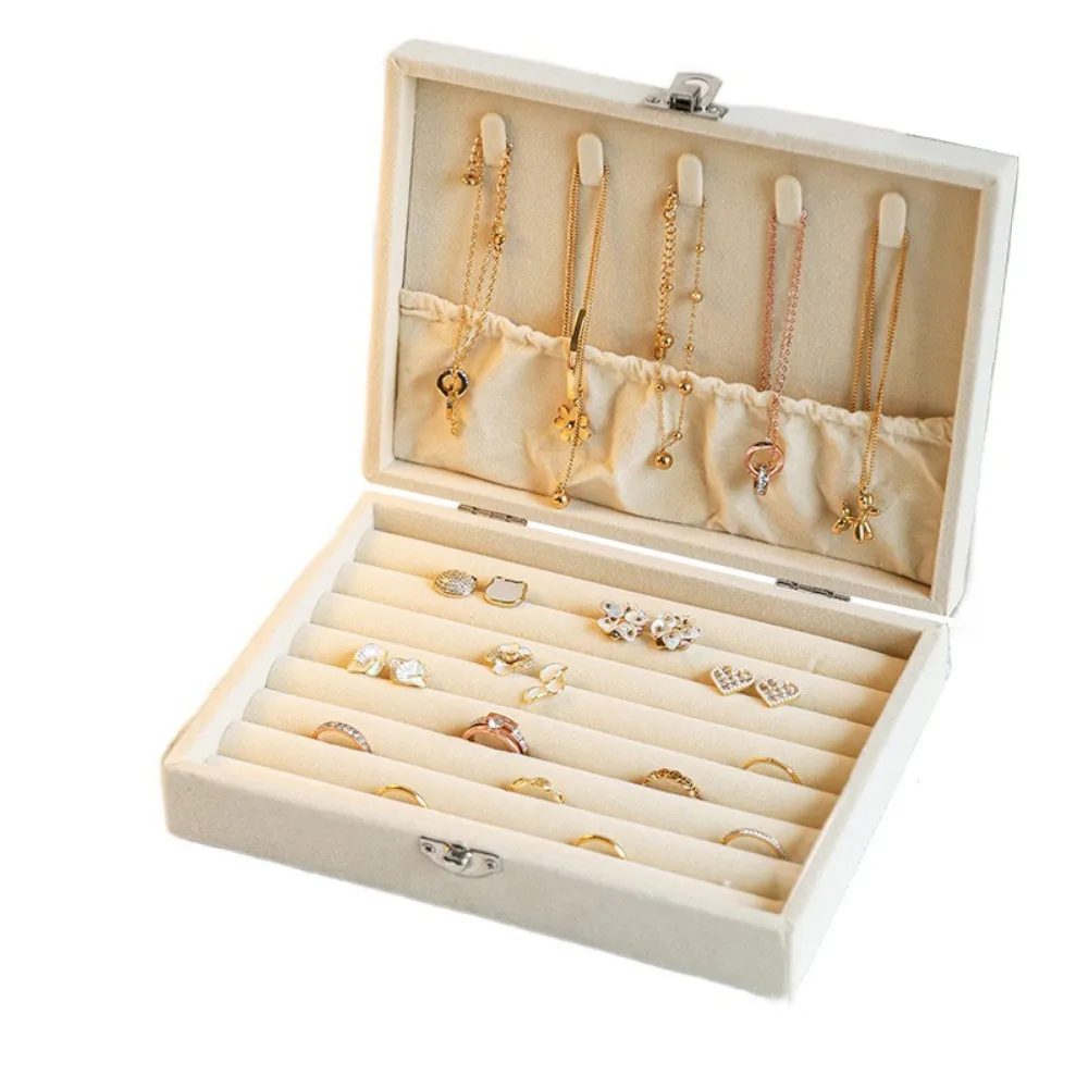 

Large Capacity Jewelry Storage Box Flip Lid 3/9/24 Grids Travel Jewelry Case Lockable Space Saving Jewelry Display Holder