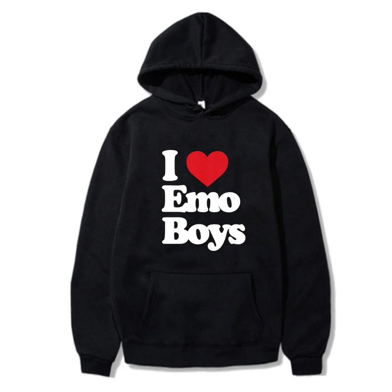 

Худи с надписью I Love Emo Boys, популярная Осенняя модная мужская одежда с милым принтом